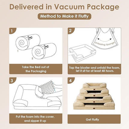 EHEYCIGA Orthopedic XL Dog Beds, Waterproof Memory Foam Dog Bed for Extra Large Dogs, Non-Slip Bottom and Egg-Crate Foam Big Pet Couch Bed with Washable Removable Cover, Graige