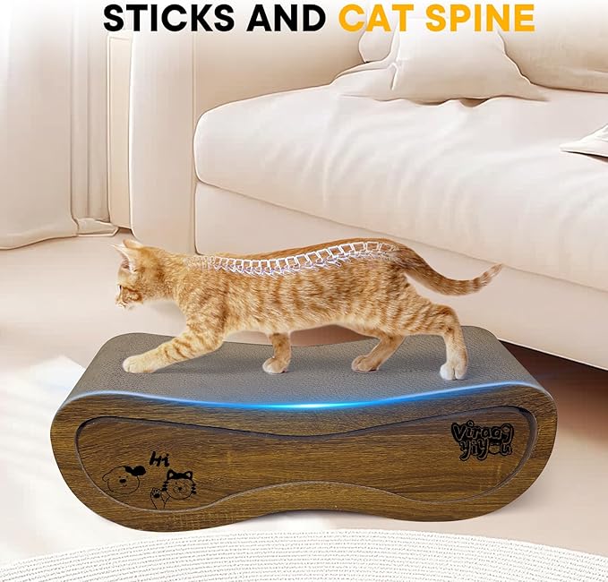 2 in 1 Cat Scratcher Lounge, Premium Cat Scratching Board, Cat Scratcher Set, Scratch-Resistant Cat Scratching Post Large (27.5L X 9H in.) and Small (24.5L X 6H in.), Corrugated Cardboard