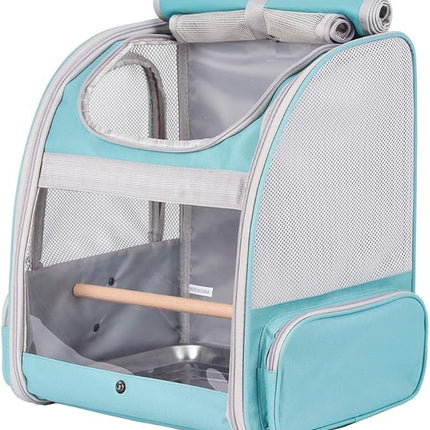 Bird Backpack Carrier with Stand Perch, Bird Travel Backpack for Hiking, Airline Approved Green Bird Backpack