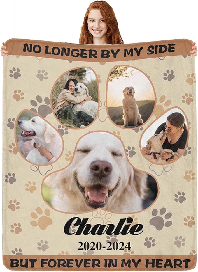 Artsadd Custom Dog Memorial Gifts for Loss of Pet Cat, Personalized Dog Blankets with Photos, Pet Memorial Throw Blanket Gifts, Pet Loss Gifts, in Loving Memory Blanket for Pet Cat Lovers