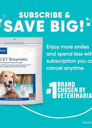 C.E.T. Enzymatic Oral Hygiene Chews for Dogs - Plaque & Tartar Control - Single Layer Beefhide with Exclusive Dual-Enzyme System & Tasty Chicken Flavor - Easy to Give Dog Dental Chew