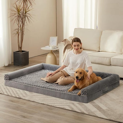BFPETHOME Dog Beds for Large Dogs, Orthopedic Dog Bed for Medium Large Dogs,Big Waterproof Couch Pet Bed with Removable Washable Cover