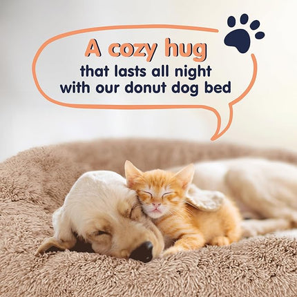 Donut Dog Bed - Premium Comfort for Anxiety Relief - Fluffy & Calming Design with Ultra-Plush Support | Cozy Round Dog Bed with Super Soft Circle Style (Pink, Medium)