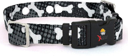 Extreme Dog Fence Replacement Containment and Training Collar Strap for Most Underground Electric Dog Fence Brands - Black Bones (Small: 10" - 12" x 3/4")