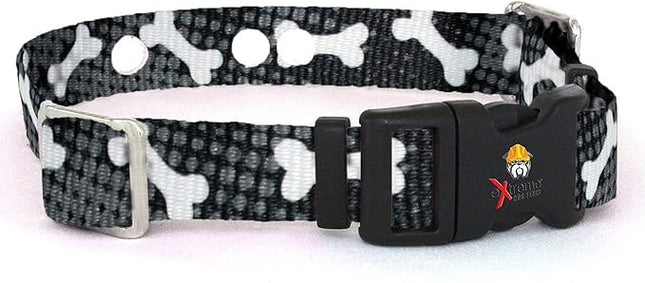 Extreme Dog Fence Replacement Containment and Training Collar Strap for Most Underground Electric Dog Fence Brands - Black Bones (Medium: 13" - 18" x 3/4")