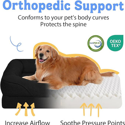 Dog Bed for Medium Large Size Dogs - Memory Foam Soft Pet Couch Sofa with Removable Cover Waterproof Bolster