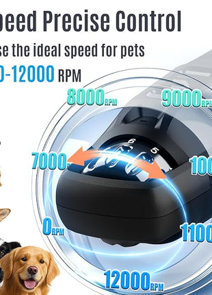 Casfuy New 6-Speed Dog Nail Grinder - 50% More Power Dog Nail Trimmers with 2 LED Lights Quiet 7h Running Time Electric Pet Nail Grinder File Toenail Grinder for Large Medium Small Dogs & Cats (DB)