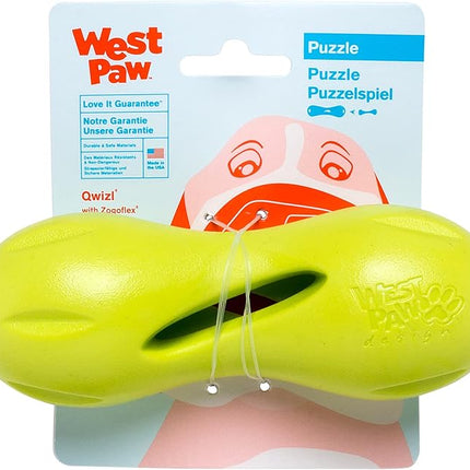 West Paw Zogoflex Qwizl Interactive Treat Dispensing Dog Puzzle Treat Toy for Dogs, Granny Smith, Small