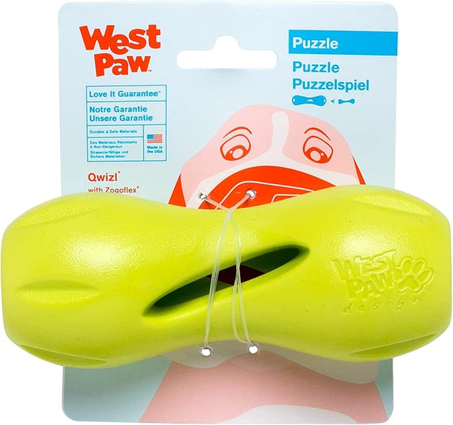 West Paw Zogoflex Qwizl Interactive Treat Dispensing Dog Puzzle Treat Toy for Dogs, Granny Smith, Small