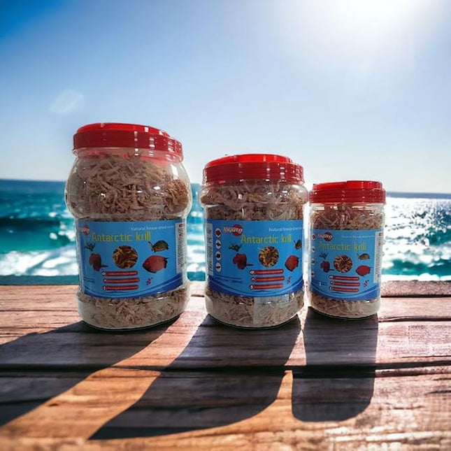 Premium Freeze-Dried Krill & Shrimp Mix - Ideal for Arowana, Koi, Tropical Cichlids, and Turtles - High-Protein Floating Aquarium Food (3000ml)
