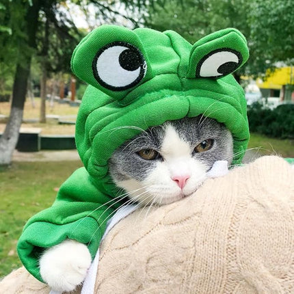 Happy Dog Hoodies Funny Dog Clothes for Small Dog Girl Boy Hooded Puppy Sweatshirt Coat Winter Cat Outfit Halloween Dog Frog Costume for Kitten Chihuahua Pomeranian Yorkie (Green, X-Large)