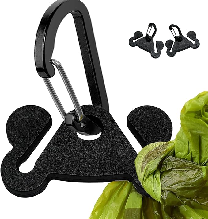 2PCS Dog Poop Bag Holder Dogs Waste Bag Carrier Pet Poop Bags Holders for Doggie Waste Bags Dispensers, Clip Carrier for Leash Small Doggy Puppy Hand Free Walking Accessory Attachment, Black