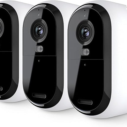 Arlo Essential Security Camera 2K | Outdoor - Indoor | 2nd Gen | Wireless with Spotlight, 2-Way Audio, Color Night Vision, Live Stream, Motion Activation, Real Time Notifications - White, 3 Cameras