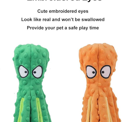 Dog Squeaky Toys Octopus - No Stuffing Crinkle Plush Toys for Puppy Teething, Durable Interactive Chew Toys for Small, Medium and Large Dogs Training and Reduce Boredom, 2 Pack