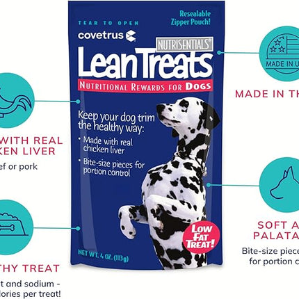 Butler Covetrus Nutrisential Lean Treats for Dogs - Small, Medium & Large Dogs (K9) - Nutritional Low Fat, Bite-Size - Soft Chicken Flavor - 6 Pack - 4oz