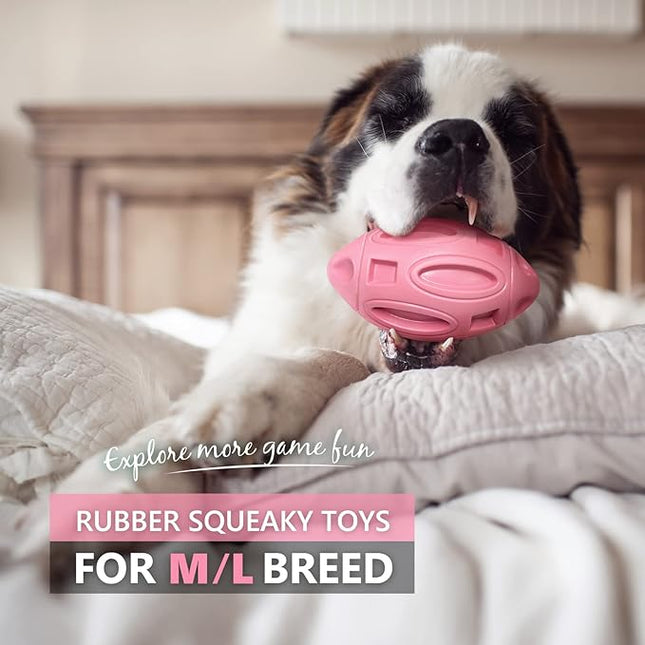 EASTBLUE Squeaky Dog Toys for Aggressive Chewers: Rubber Puppy Chew Ball with Squeaker, Almost Indestructible and Durable Pet Toy for Medium and Large Breed