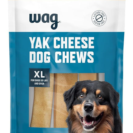Amazon Brand - Wag Yak Cheese Himalayan Dog Chews, Dog Treats for Extra Large Dogs, All Natural, High Protein for Aggressive Chewers, 55lbs and Larger, 3 Count, 15.9 oz