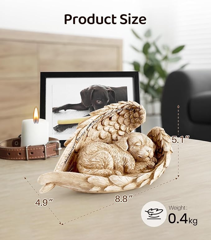 Dog Memorial Stone for Outdoor, Pet Memorial Stones for Dogs with Personalized Engraving, Weather-Resistant Garden Stone for Pet Cemetery, Backyard & Memorial Garden to Honor Pets(Light Brown)