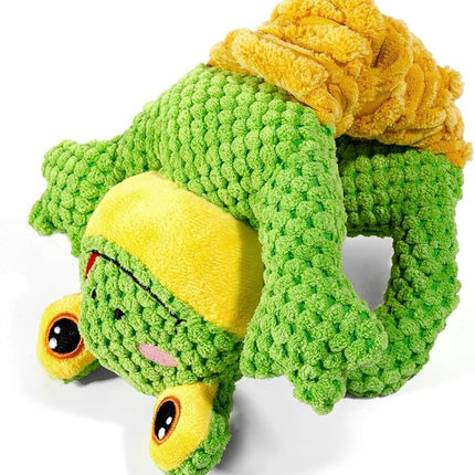 Dog Tug Toy, Durable Dog Toy for Large Breed, Tug of War Dog Squeaky Toys, Stuffed Plush Dog Toy with Crinkle Paper for Small, Middle, and Big Dogs(Frog)