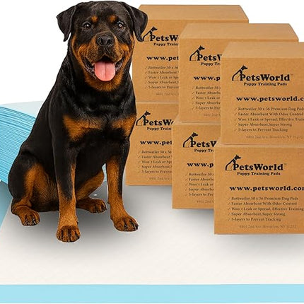 PetsWorld XL Dog Pee Pads 30"x36", 900-Count – Heavy Duty, Leak-Proof Potty Training Pads for Puppies & Large Dogs, Super Absorbent, Quick-Dry Disposable Pads with Odor Control