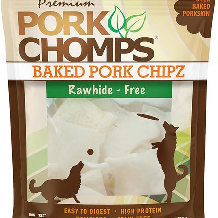 Pork Chomps Baked Pork Skin Dog Chews, 3-inch Chips, 12oz Bag