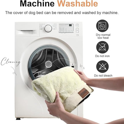 Large Dog Bed Orthopedic Washable: Beds Bolster XXL Bed Big XLarge Dogs Egg Crate Foam Sofa Couch Waterproof Removable Cover - Beige