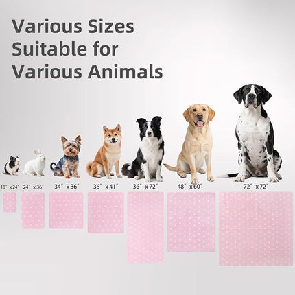 PUPTECK Washable Pee Pads for Dogs - Waterproof Reusable Puppy Potty Training Pads Whelping Mat - Fast Absorption Non-Slip Pet Food Feeding Mat (Pink, 48x60 Inch (Pack of 2))