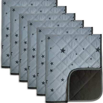 RIOUSSI Washable Pee Pads for Dogs, Reusable, Absorbent, Leakproof, Non Slip Pet Puppy Pads for Potty Training. Gray Stars, 18x24 Inch(6pack)