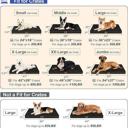 Large Comfy Washable Dog Bed, Orthopedic Egg Crate Foam Dog Crate Mat for Large Dogs with Removable Cover, 41x27 Inch, Black