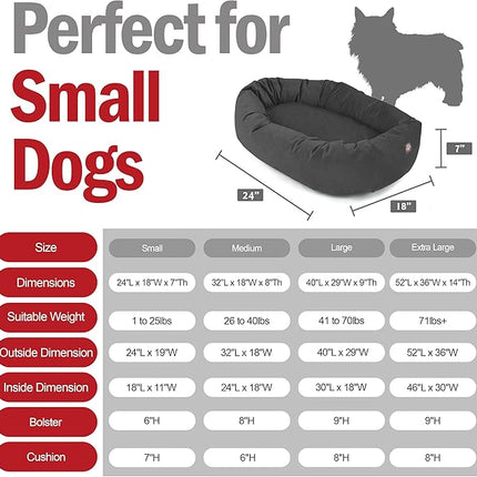 Majestic Pet 24 Inch Suede Calming Dog Bed Washable 24x19x7 (Inch) – Cozy Soft Round Donut Dog Bed with Spine Support for Dogs to Rest Their Head - Pet Bed Small – Gray (2025)