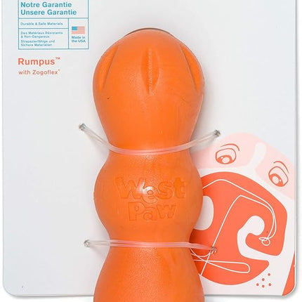 WEST PAW Zogoflex Rumpus Dog Chew Toy – Floatable Toy for Dogs, Aggressive Chewers – Puppy Chewing Toys for Catch, Fetch – Recyclable, Dishwasher-Safe, Small 5.25", Tangerine