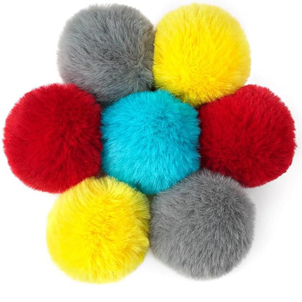 CHIWAVA 24PCS 1.8" Catnip Furry Cat Toys Ball Soft Pom Pom Balls Kitten Chasing Quiet Play Assorted Color
