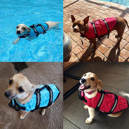 HAOCOO Dog Life Jacket Vest Saver Safety Swimsuit Preserver with Reflective Stripes/Adjustable Belt Dogs?Pink Bone,XS