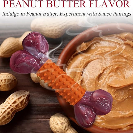 Apasiri Dog Toys for Aggressive Chewers Peanut Butter Flavored: 3-Pack Dog Bones for Large Dogs, 8" Chew Toys Long-Lasting, Tough Nylon & Rubber Dogs Toys