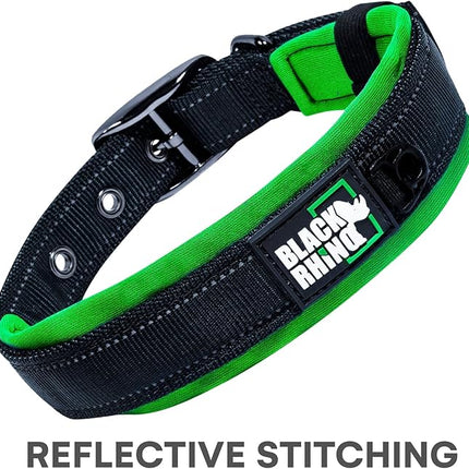 Black Rhino - The Comfort Collar Ultra Soft Neoprene Padded Dog Collar for All Breeds - Heavy Duty Adjustable Reflective Weatherproof (Small, Blue/Grey)