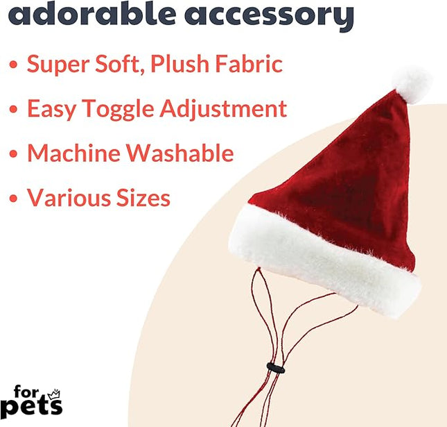 Huxley & Kent Pet Hat | Santa (Large) | Festive Christmas Holiday Accessory for Dogs/Cats | Holiday Pet Hat | SnugFit Sliding Toggles for Best Fit
