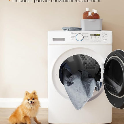 Feandrea Washable Dog Pee Pad, 2 Pack, Reusable, 24 x 18 Inches, S, Waterproof Pet Training, Leakproof, Non-Slip, Super Absorbent, Gray UPTD018G01