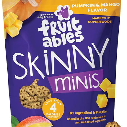 Fruitables Skinny Minis Dog Treats, Healthy Pumpkin Treat for Dogs, Low Calorie & Delicious, Puppy Training, No Wheat, Corn or Soy, Made in the USA, Pumpkin and Mango Flavor, 5oz