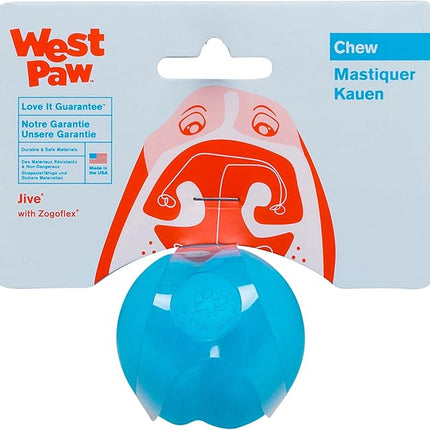 WEST PAW Zogoflex Jive Ball Dog Chew Toy – Bouncing Toys for Dogs, Fetch, Catch, Chewing, Play – Floatable, Recyclable Balls – Latex-Free, Non-Toxic, Dishwasher Safe Dog Toy, X-Small 2", Aqua Blue