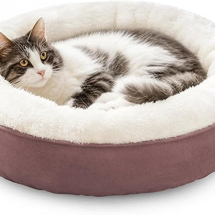 Love's cabin Round Donut Cat and Dog Cushion Bed, 20in Pet Bed for Cats or Small Dogs, Anti-Slip & Water-Resistant Bottom, Super Soft Durable Fabric Pet beds, Washable Luxury Cat & Dog Bed Burlwood