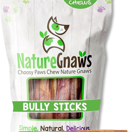 Nature Gnaws Extra Large Bully Sticks for Dogs 5-6" (6 Count) - Thick Long Lasting for Aggressive Chewers and Heavy Chewers - Natural Beef Dog Chew Bones