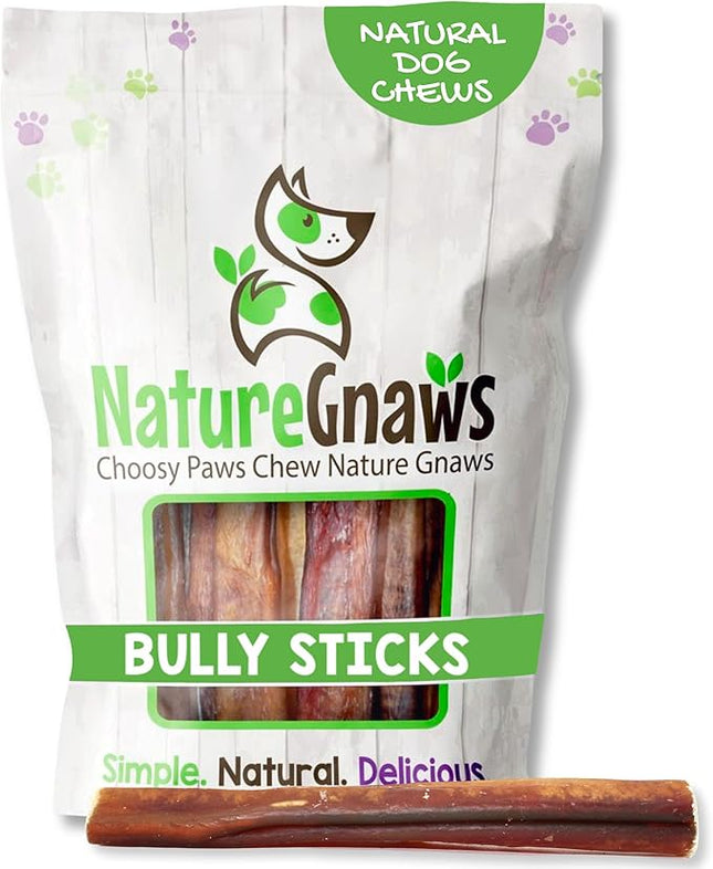 Nature Gnaws Extra Large Bully Sticks for Dogs 5-6" (6 Count) - Thick Long Lasting for Aggressive Chewers and Heavy Chewers - Natural Beef Dog Chew Bones