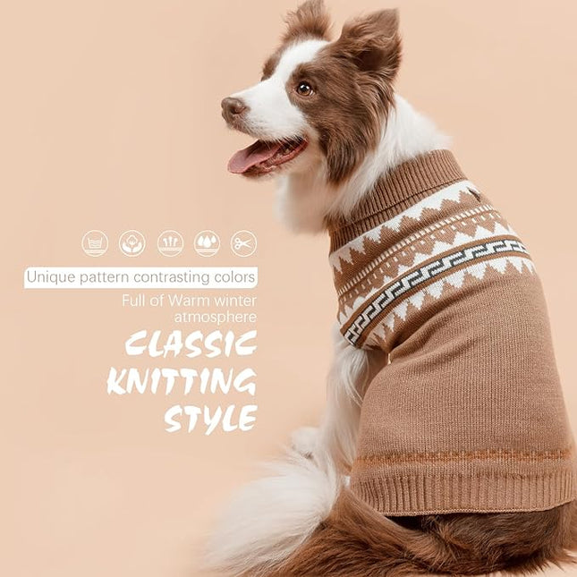 BINGPET Dog Sweater, Turtleneck Classic Knit Dog Sweaters for Small Medium Large Dogs with Leash Hole, Pet Winter Clothes Warm Sweatshirts Outfits for Doggie and Cats Grey(Medium)