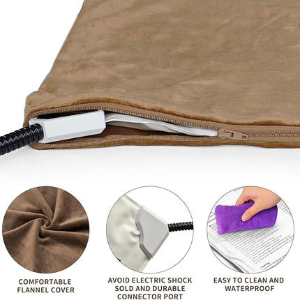 NAMOTEK Pet Heating Pad Adjustable Temperature with Timer, Waterproof Heated Mat with Chew Resistant Cord, Auto Power-Off Electric Indoor Pet Heat Pad for Dogs and Cats