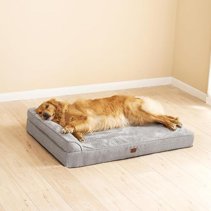 EHEYCIGA Memory Foam Dog Bed XLarge Sized Dogs, Extra Large Dog Bed Orthopedic with Washable Removable Cover, Waterproof XL Pet Bed Couch, 44x33x6 Inches, Grey