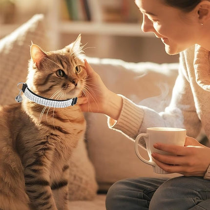 EXPAWLORER Soft Velvet Safe Cat Collars for Girl Cats - Rhinestones Bling Diamante Adjustable Collars Breakaway- Chirstmas Cat Clollar Gifts with Bells for Boy Cats Kitty and Small Dogs