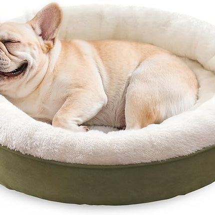 Love's cabin Round Donut Cat and Dog Cushion Bed, 30in Pet Bed for Medium or Large Dogs, Anti-Slip & Water-Resistant Bottom, Soft Durable Fabric Pet beds, Washable Calming Cat & Dog Bed Olive Green