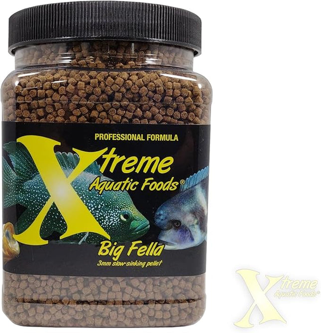 Xtreme Big Fella 3.0mm Pellets: Professional Nutrition for Medium to Large Cichlid/Community Fish - Boost Immune & Digestive Health, Color & Energy, Max Protein Fish Food – USA Farm Grown (64oz)