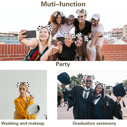 Beviliu Animals Ear Realistic Dalmatian Dog Ears Headband Fluffy Cat Bunny Pig Hairband Halloween Christmas Costume for Washing Makeup Cosplay Party