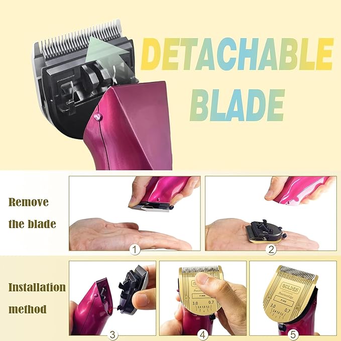 COSYONALL Adjustable Dog Grooming Clipper 5-in-1 Blade Compatible with WAHL Professional Animal Clipper Arco, Bravura, Chromado, Creativa, Figura, and Motion Pet, Dog, and Horse (Gold/2PC)
